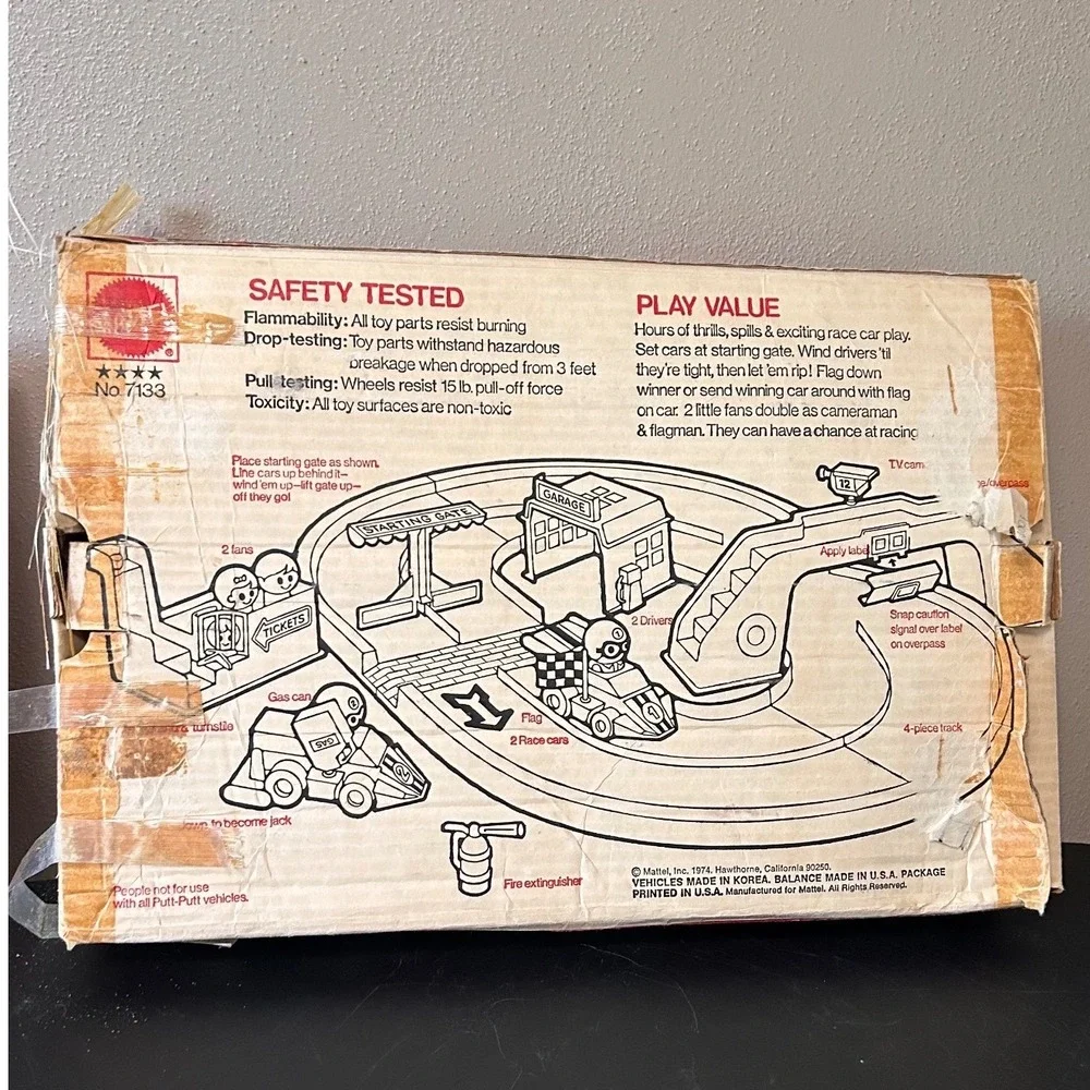 Vintage 1974 Mattel Preschool Putt-Putt Speedway Race Track Set Complete